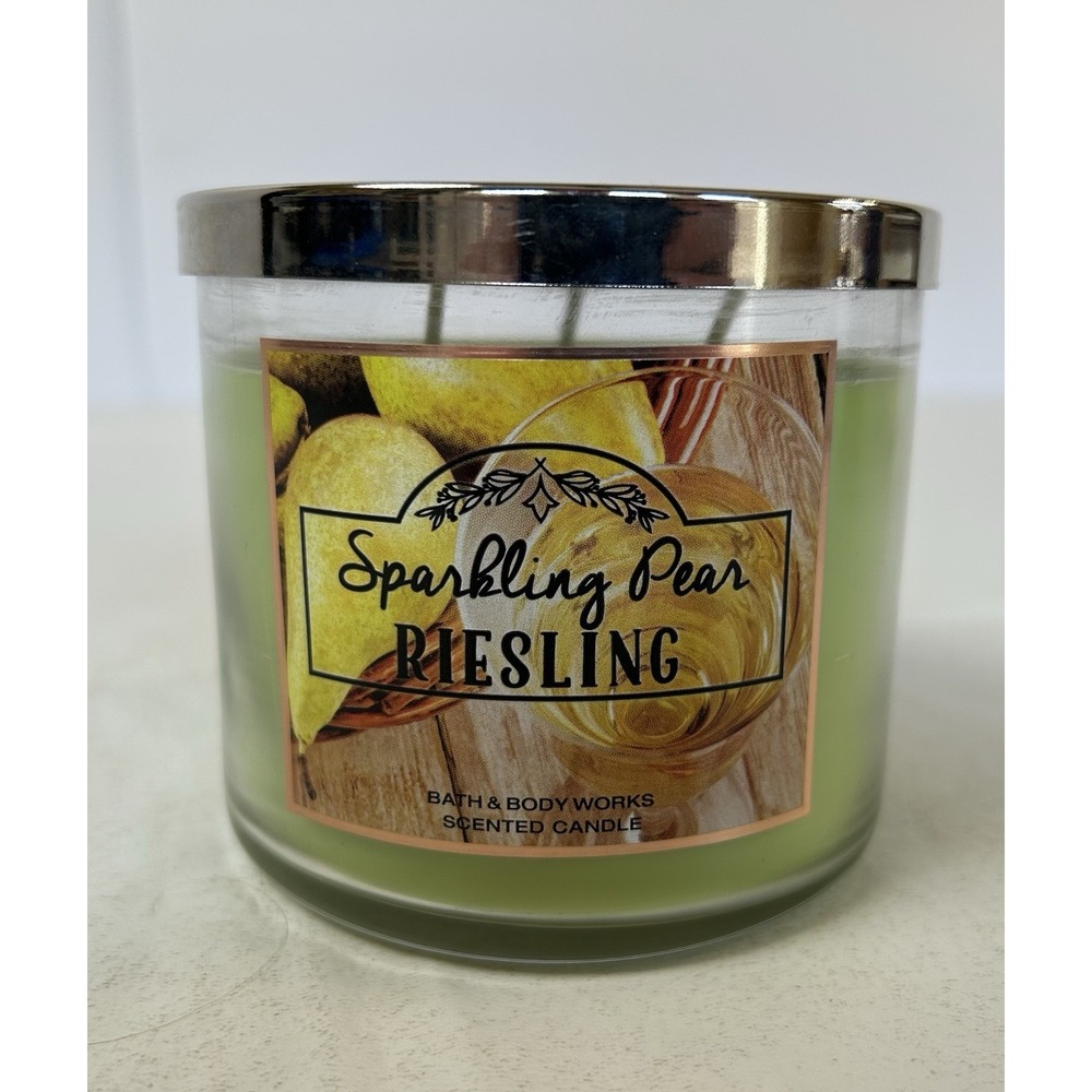 Bath & Body Works SPARKLING PEAR RIESLING Large 3-Wick Candle 14.5 oz Unused